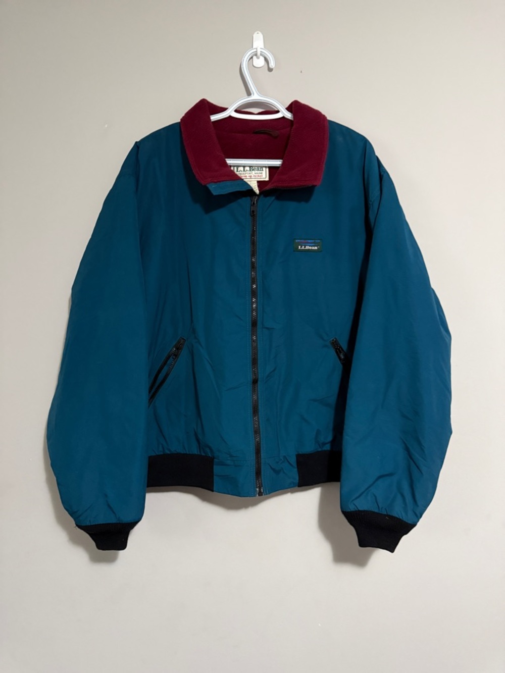 Vintage L.L. Bean Dark Teal Jacket with Embroidered Logo Patch